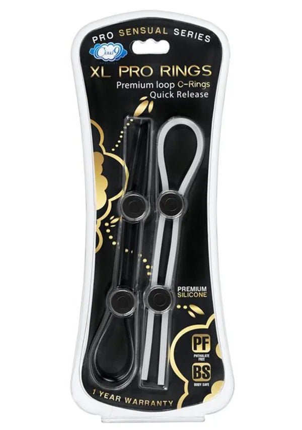 Cloud 9 Pro Sensual XL Cock Ring 2 - Pack - Black/white - TruLuv Novelties