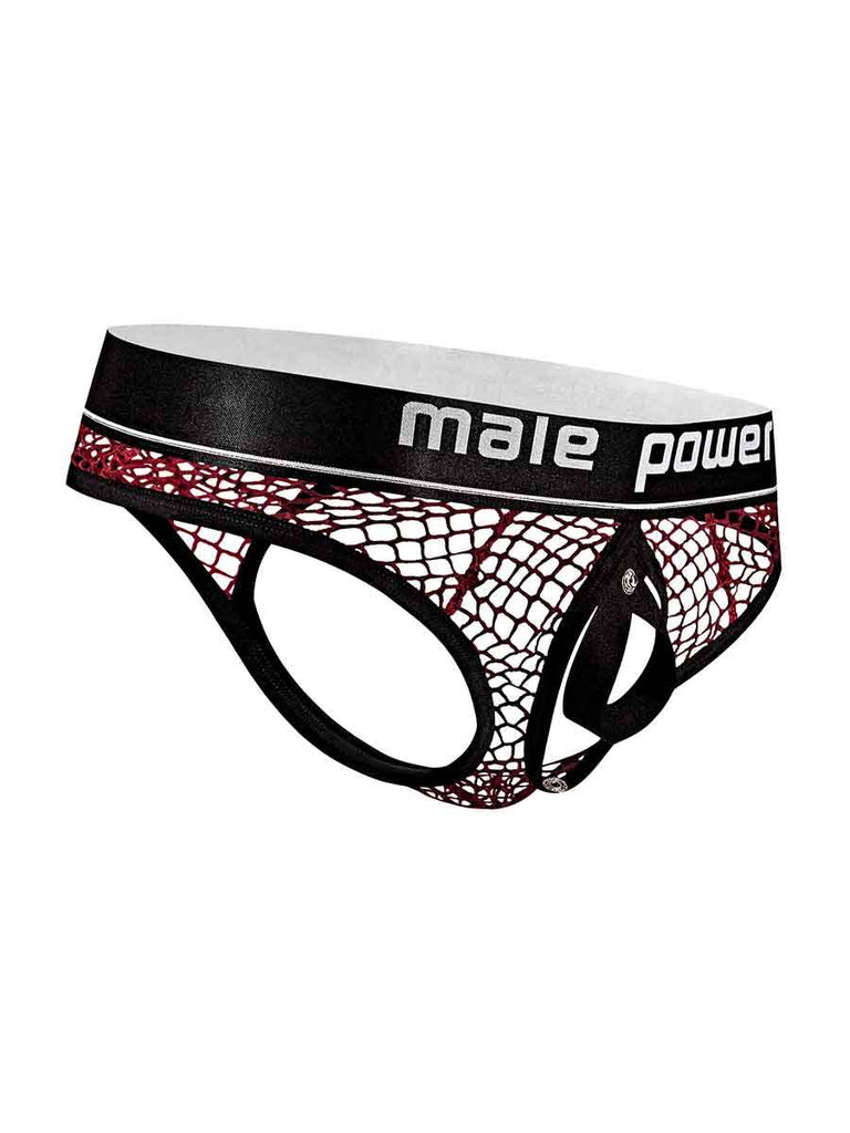 Cock Pit Net Cock Ring Thong - S/ M - Burgundy - TruLuv Novelties