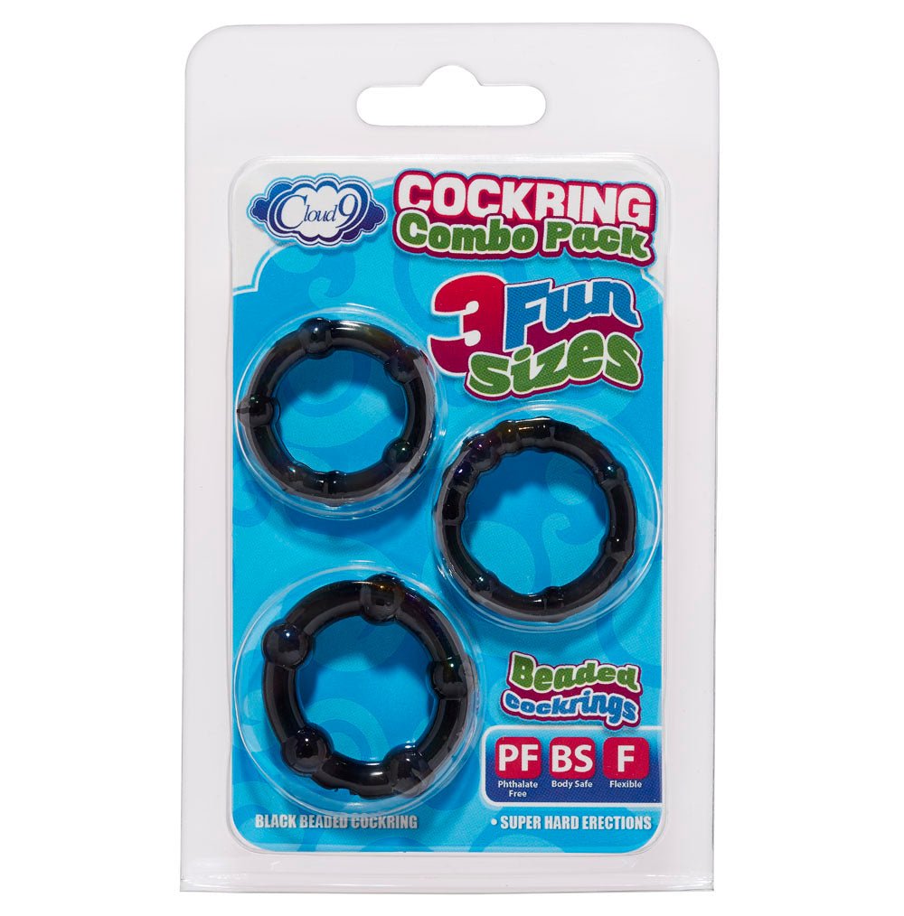 Cockring Combo Beaded - Black - TruLuv Novelties