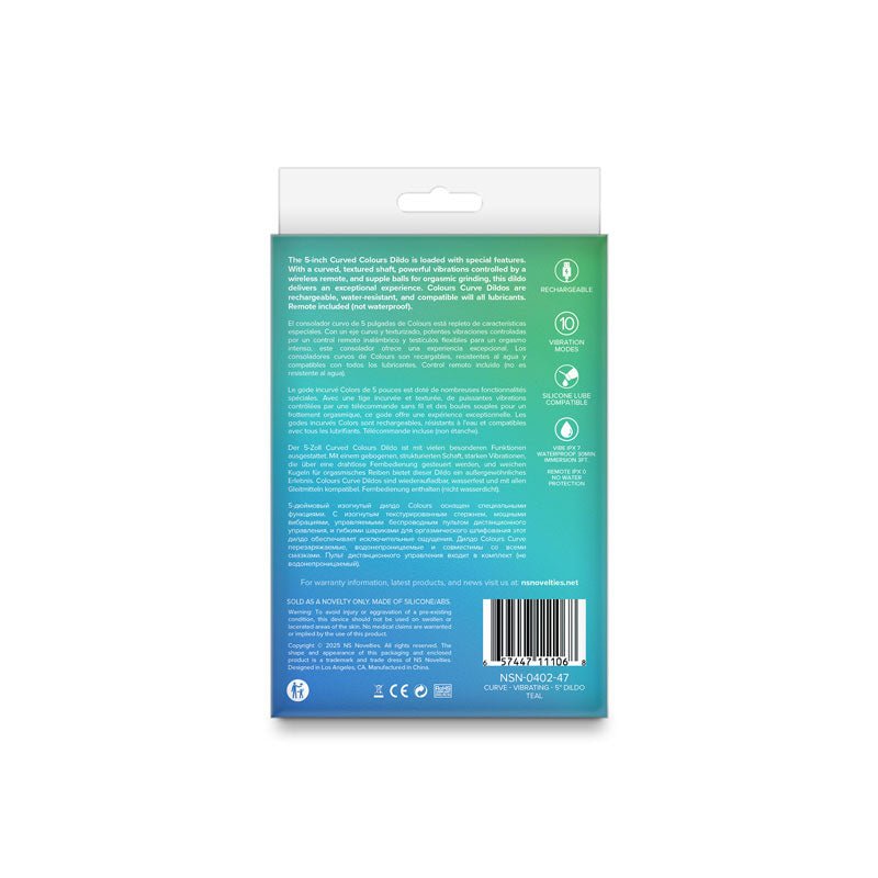 Colours Curve Vibrating 5&quot; Dildo - Teal - TruLuv Novelties