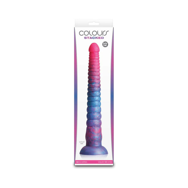 Colours Stacked 12 in. Dildo Pink/Blue - TruLuv Novelties