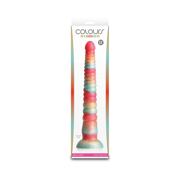Colours Stacked 12 in. Dildo Red/Gold - TruLuv Novelties