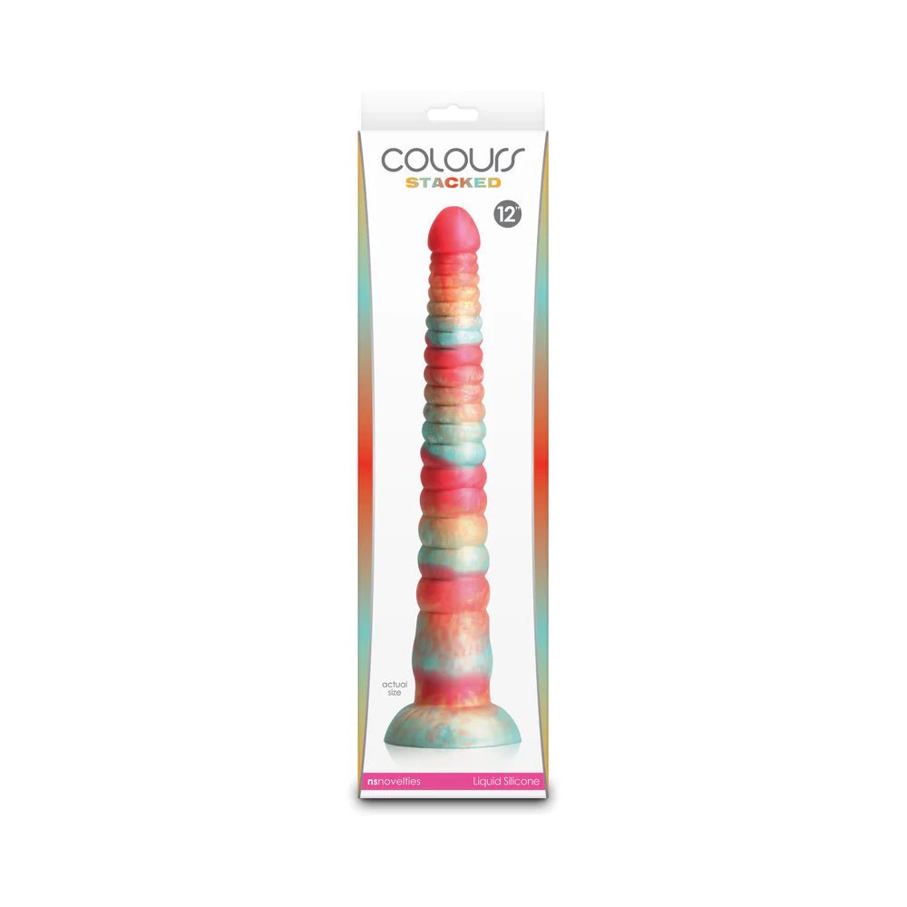 Colours Stacked 12 in. Dildo Red/Gold - TruLuv Novelties