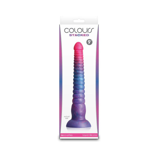 Colours Stacked 9 in. Dildo Pink/Blue - TruLuv Novelties