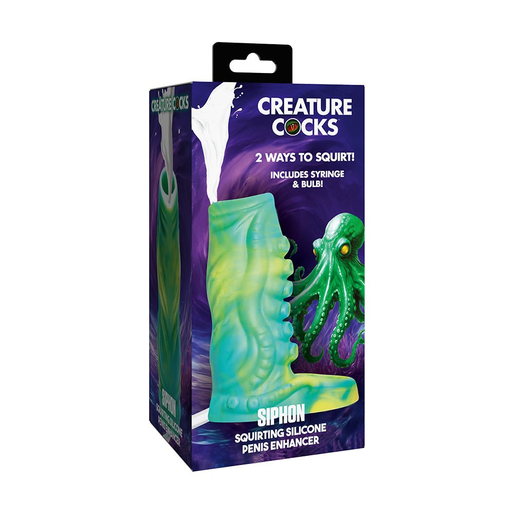 Creature Cocks Siphon Tentacle Squirting Silicone Penis Enhancer Green - TruLuv Novelties