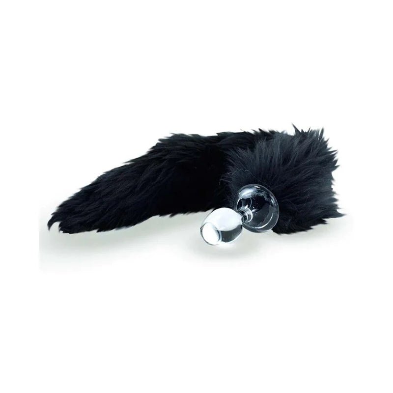 Crystal Delights Minx Faux Fur Tail Plug Black - TruLuv Novelties