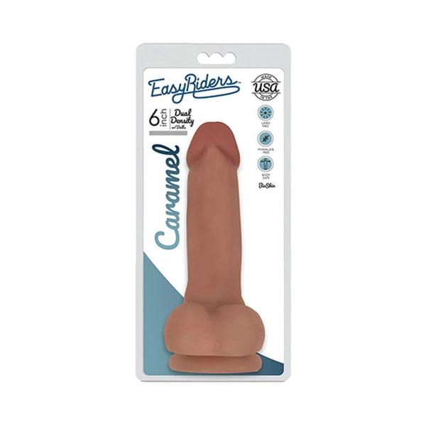 Curve Toys Easy Riders 6 in. Dual Density Dildo with Balls & Suction Cup Tan - TruLuv Novelties