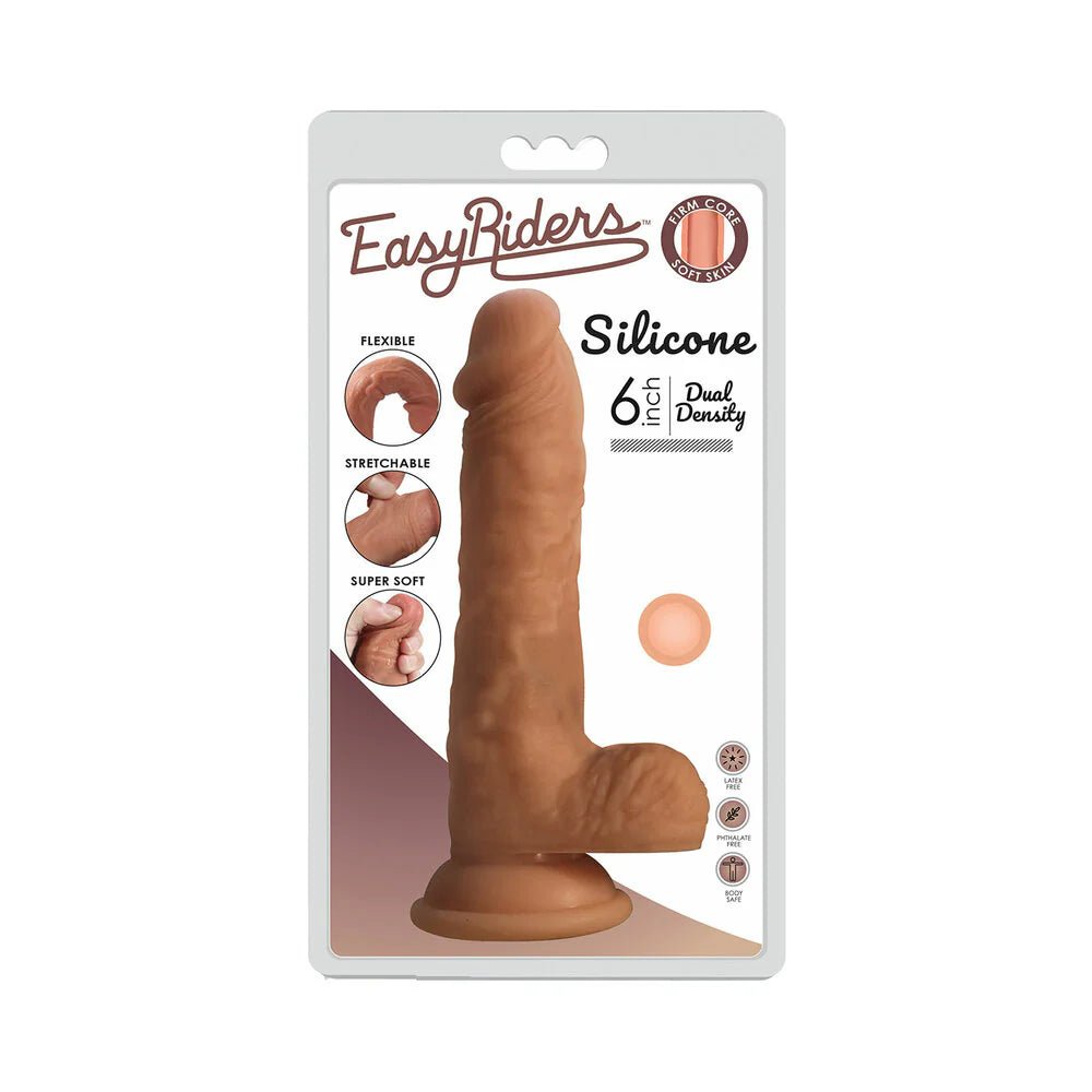 Curve Toys Easy Riders 6 in. Dual Density Silicone Dildo with Balls & Suction Cup Light - TruLuv Novelties