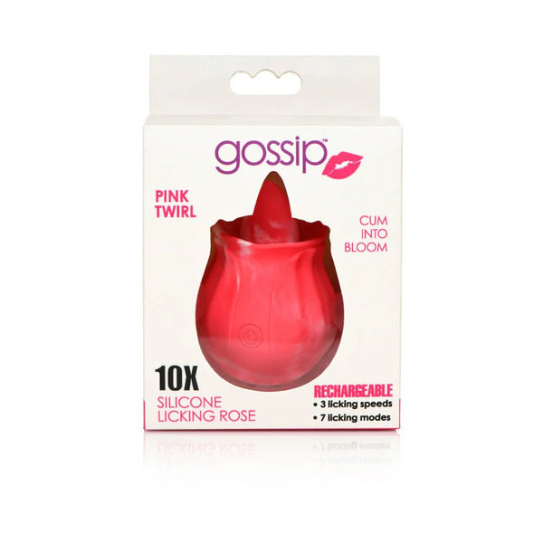 Curve Toys Gossip Cum Into Bloom Rechargeable Silicone Licking Rose Pink Twirl - TruLuv Novelties