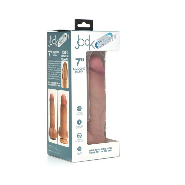 Curve Toys Jock Dual Density 7 in. Silicone Dildo with Balls & Suction Cup Light - TruLuv Novelties