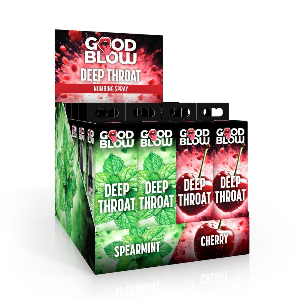 Deep Throat Numbing Spray Pop Display - Cherry/spearmint 24 Pcs - TruLuv Novelties