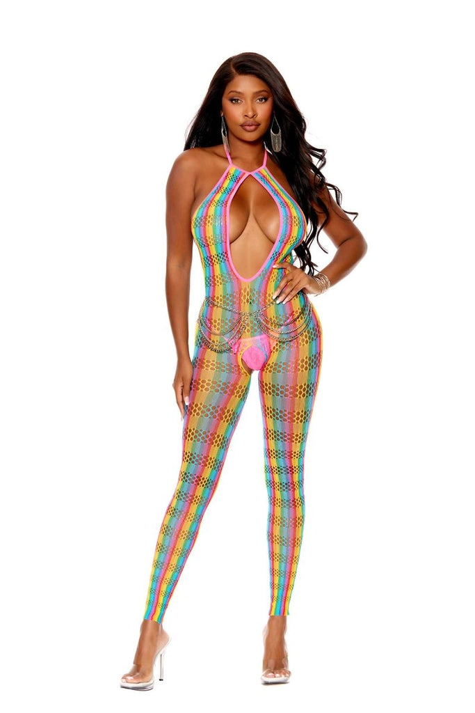 Deep v Bodystocking - One Size - Multicolor - TruLuv Novelties