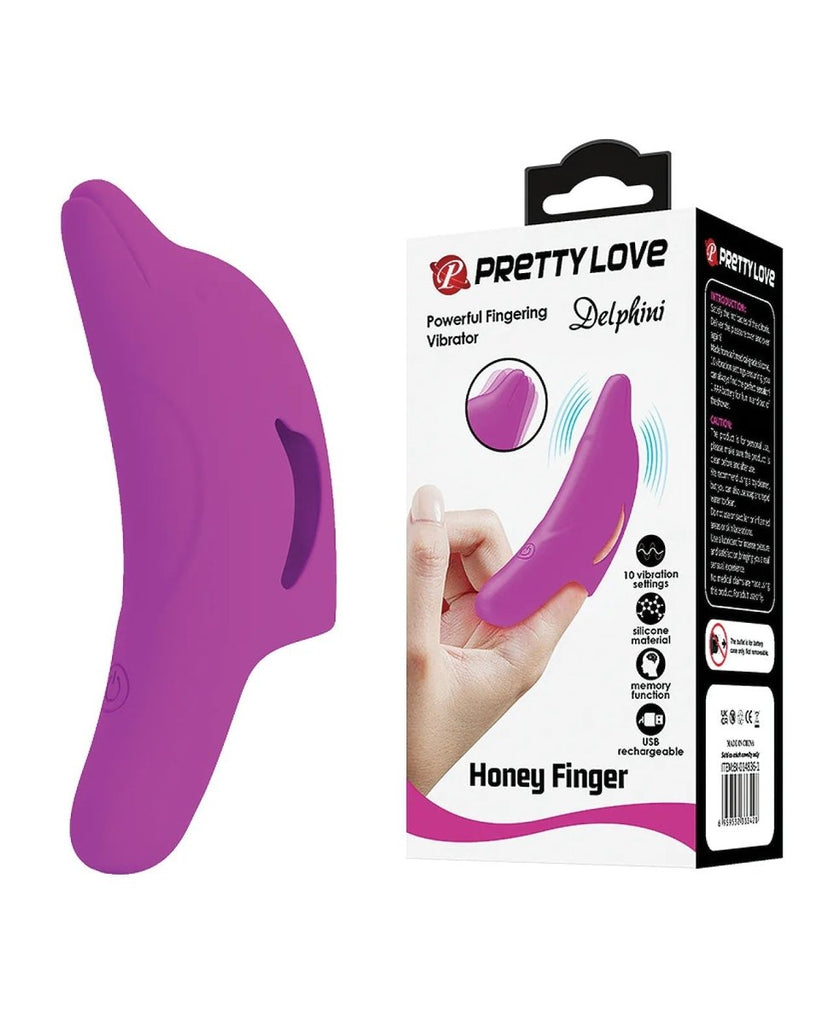 Delphini Dolphin Honey Finger Vibrator - Fuchsia - TruLuv Novelties