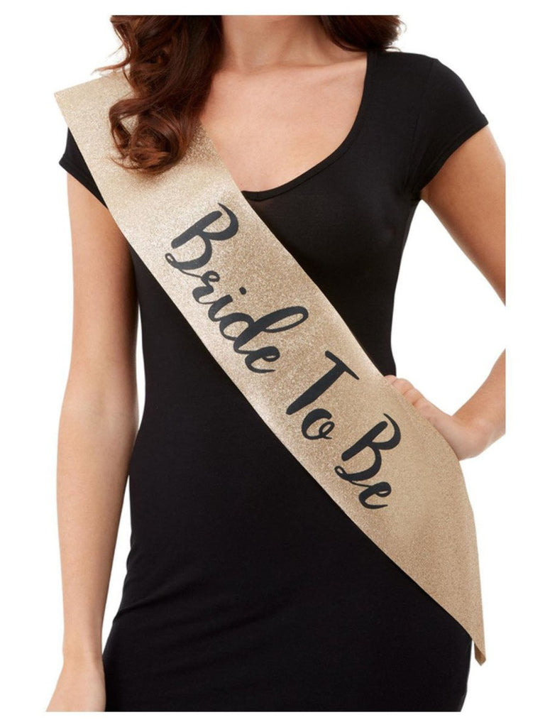 Deluxe Glitter Bride to Be Sash - Black and Gold - TruLuv Novelties