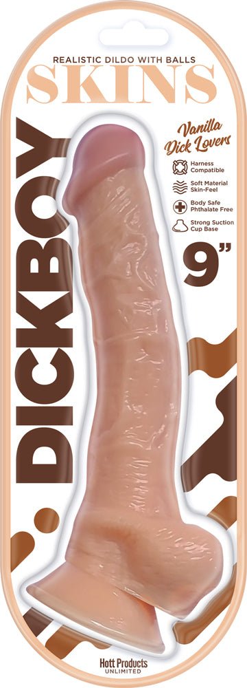 Dick Boy Skins 9" Suction Cup Dildo - Vanilla - TruLuv Novelties