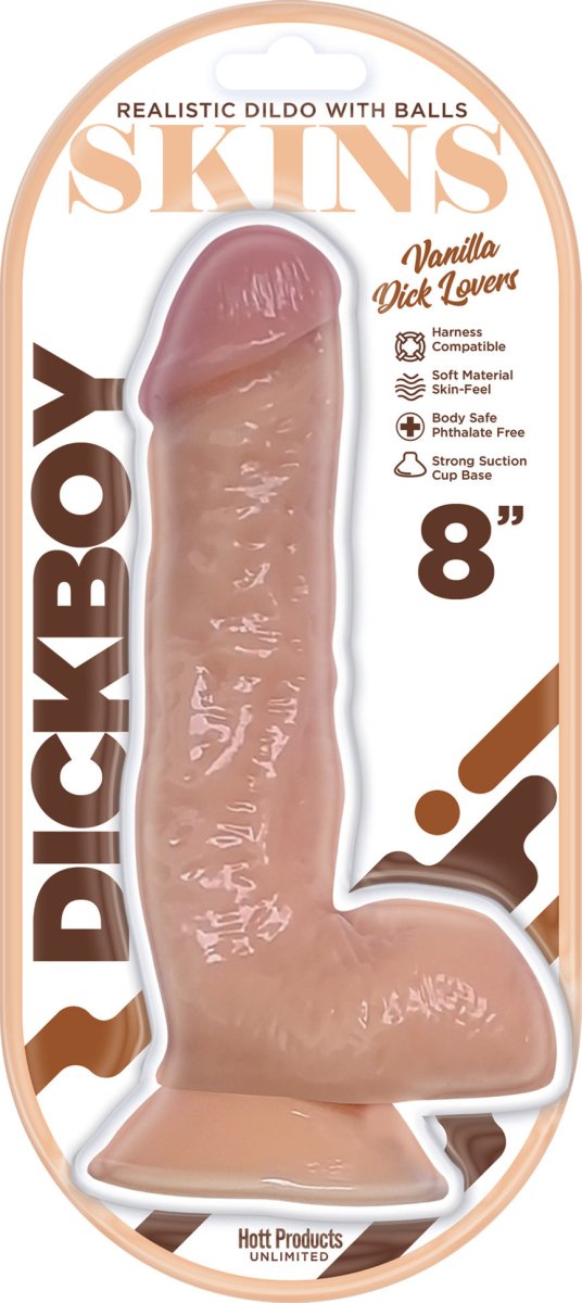 Dickboy - Skins - Dildo With Balls - 8 Inch - Vanilla Dick Lover - TruLuv Novelties