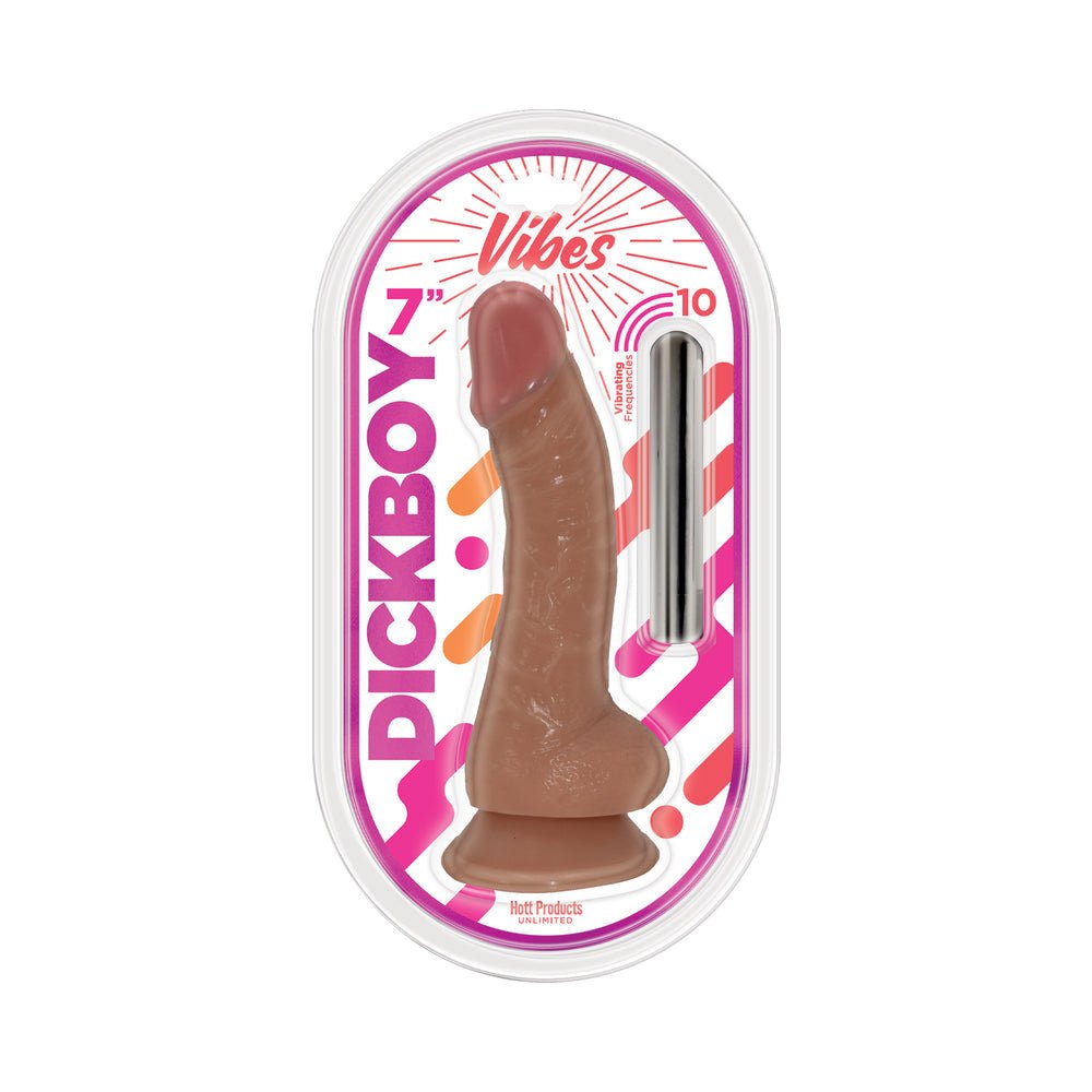 Dickboy Vibes 7 in. Dildo with Rechargeable Bullet Caramel - TruLuv Novelties