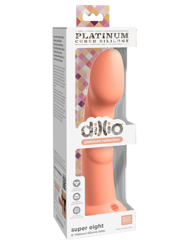 Dillio Platinum - Super Eight 8 Inch Dildo - Peach - TruLuv Novelties