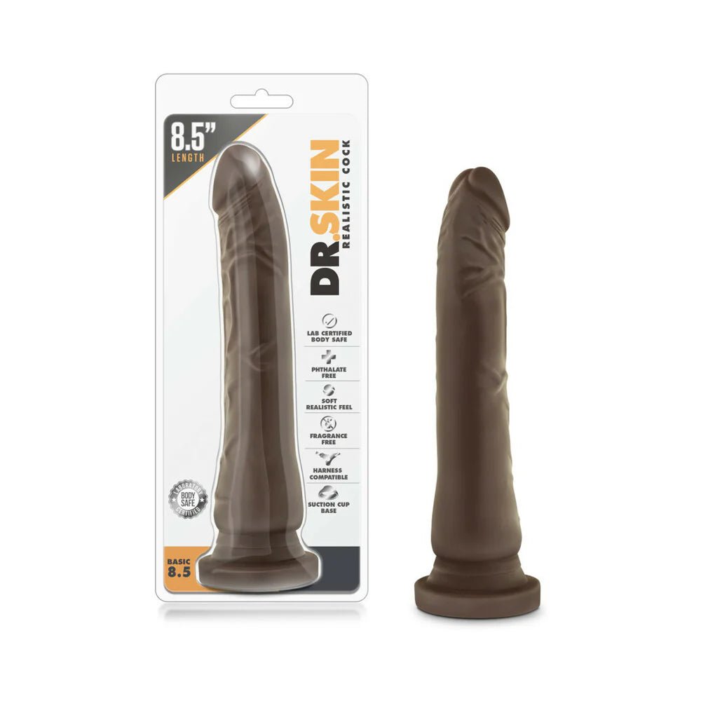 Dr. Skin Basic 8.5 Realistic 8.5 in. Dildo Brown - TruLuv Novelties