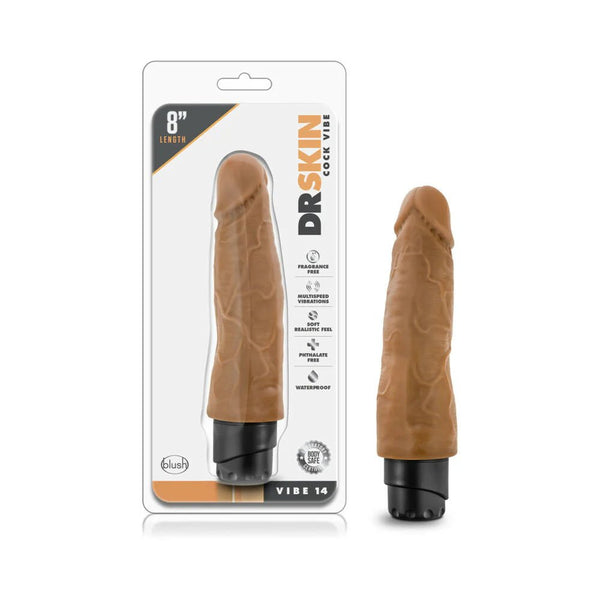 Dr. Skin Cock Vibe 14 Realistic 8 in. Vibrating Dildo Tan - TruLuv Novelties