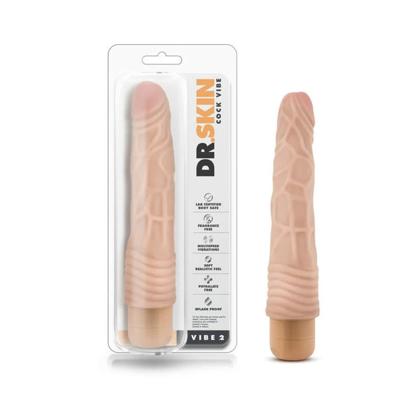 Dr. Skin Cock Vibe 2 Realistic 9 in. Vibrating Dildo Beige - TruLuv Novelties
