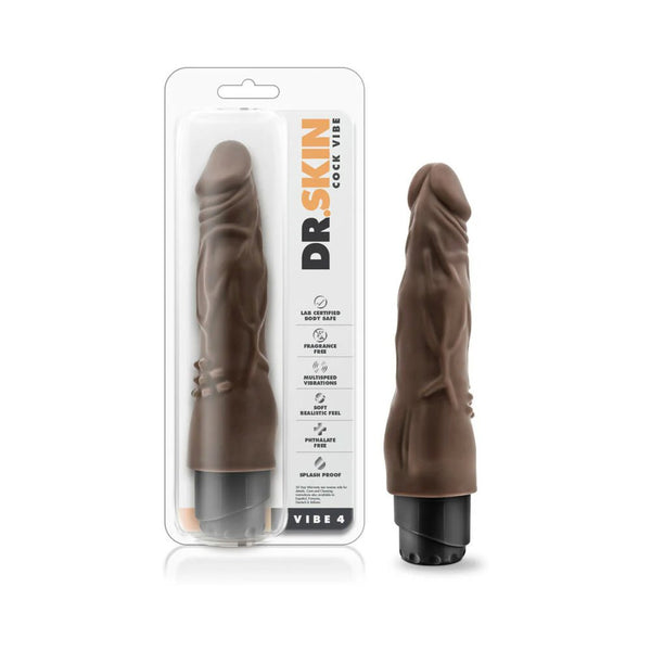 Dr. Skin Cock Vibe 4 Realistic 8 in. Vibrating Dildo Brown - TruLuv Novelties