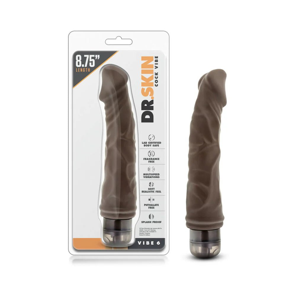 Dr. Skin Cock Vibe 6 Realistic 8.75 in. Vibrating Dildo Brown - TruLuv Novelties