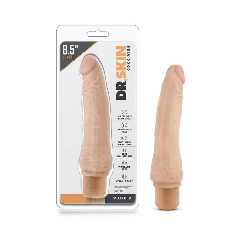 Dr. Skin Cock Vibe 7 Realistic 8.5 in. Vibrating Dildo Beige - TruLuv Novelties