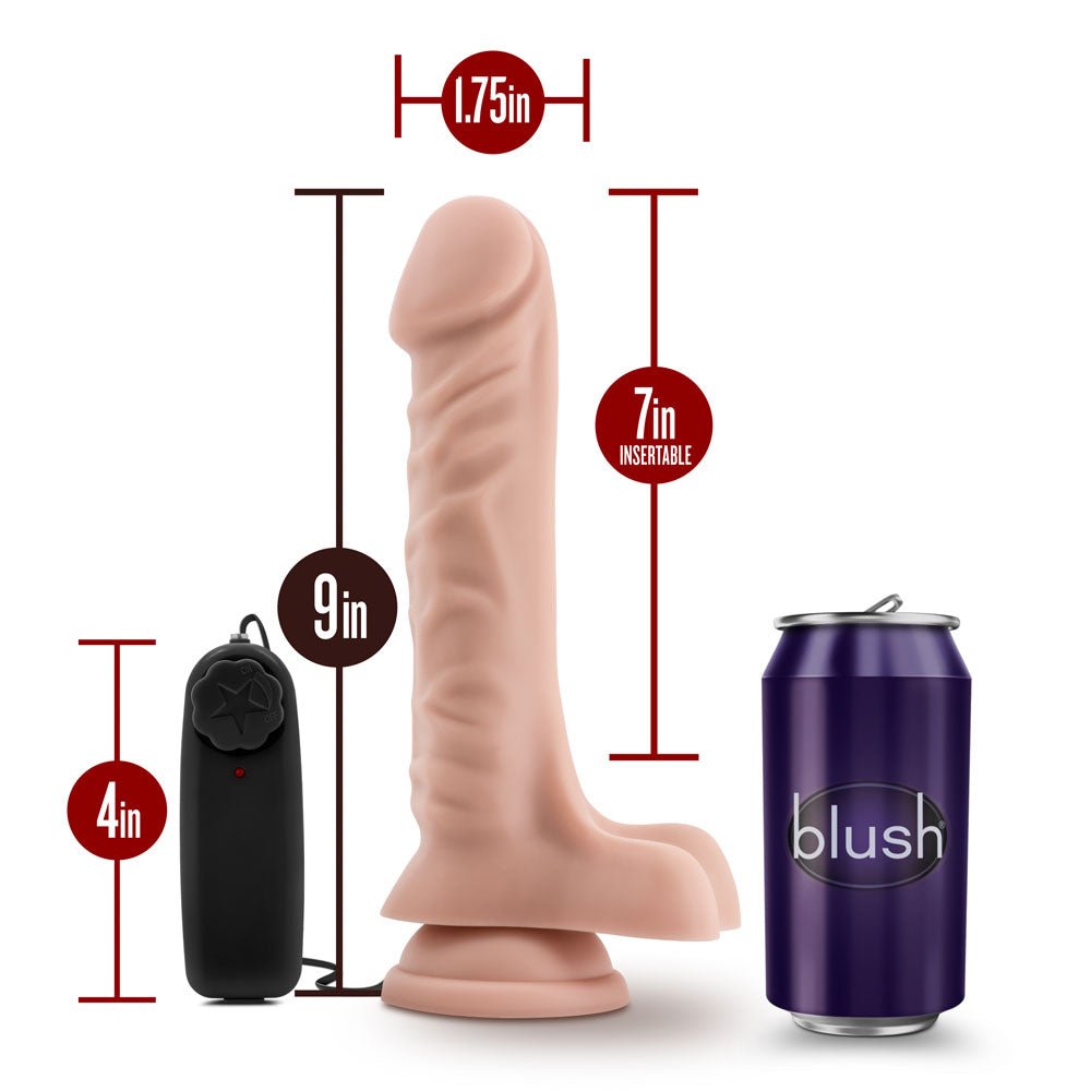 Dr. Skin - Dr. James - 9 Inch Vibrating Cock With Suction Cup - Vanilla - TruLuv Novelties