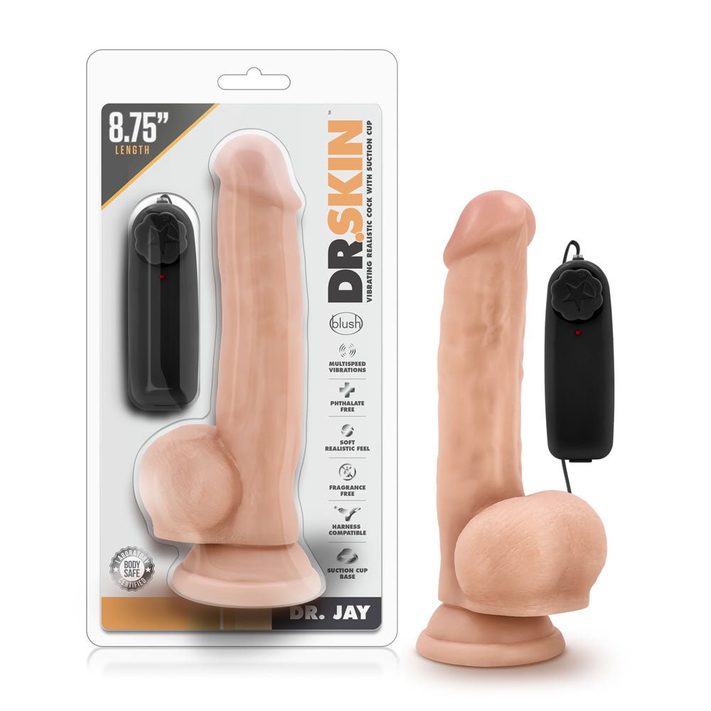 Dr. Skin - Dr. Jay - 8.75 Inch Vibrating Cock With Suction Cup - Vanilla - TruLuv Novelties