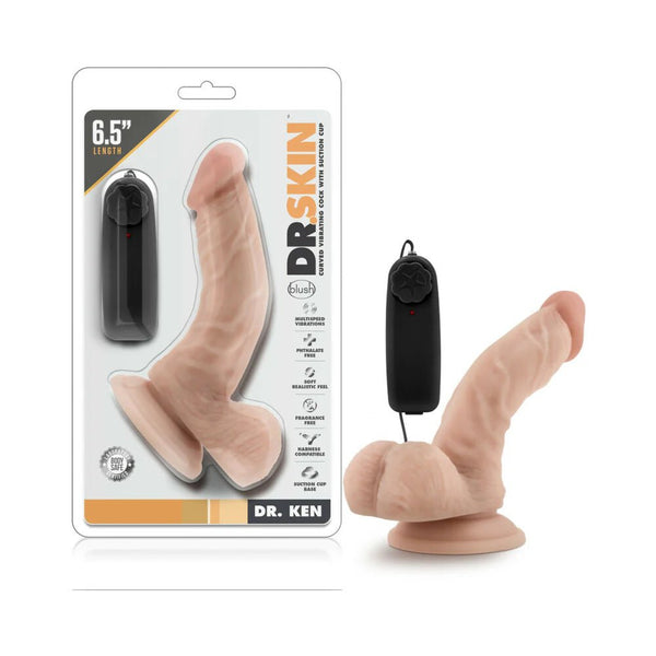 Dr. Skin Dr. Ken Realistic 6.5 in. Vibrating Dildo with Balls Beige - TruLuv Novelties