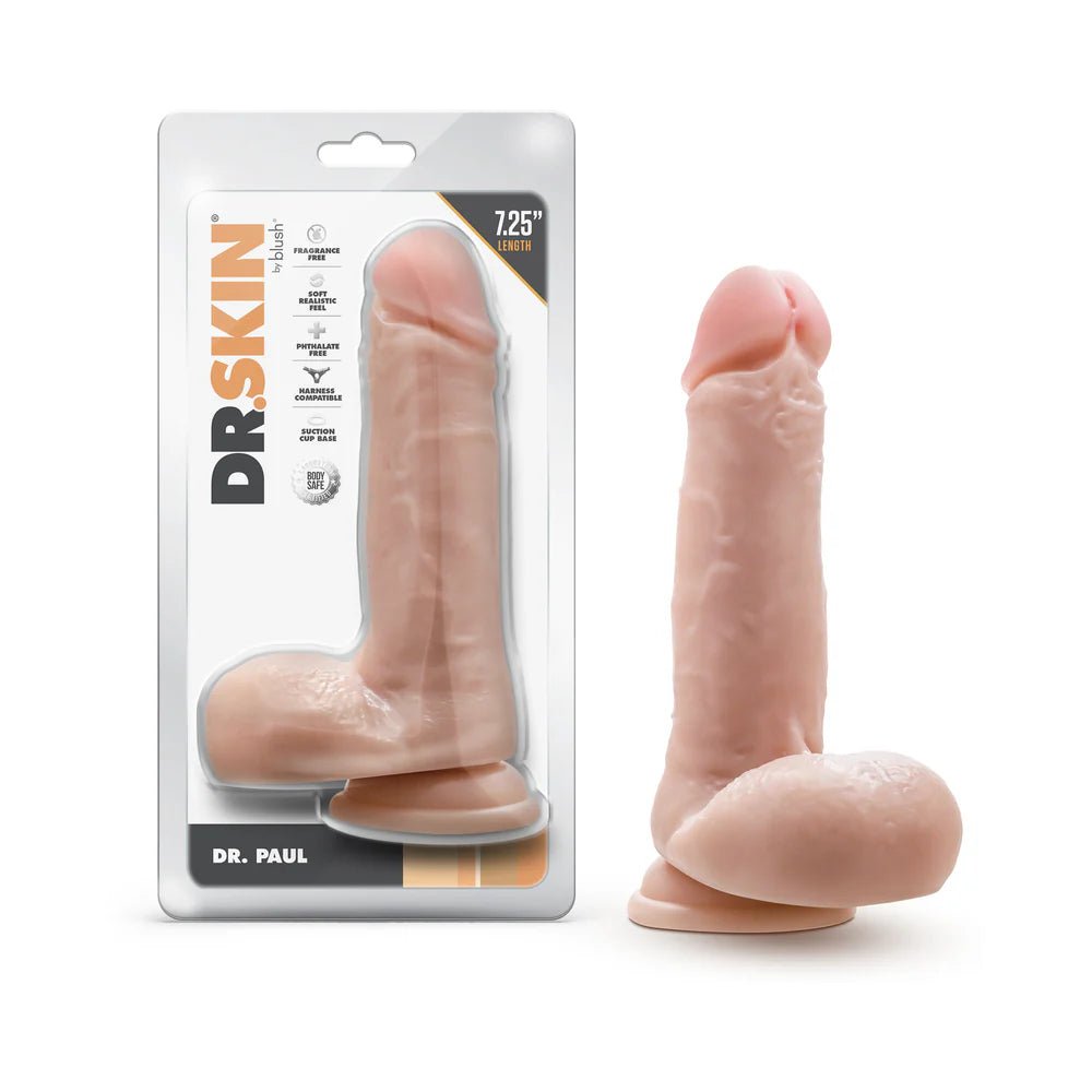 Dr. Skin Dr. Paul 7.25 in. Dildo with Balls Beige - TruLuv Novelties