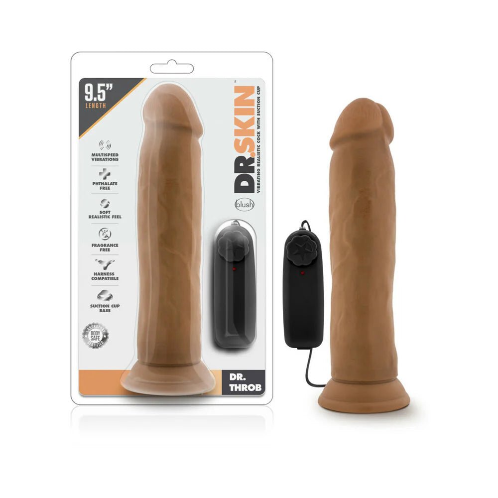 Dr. Skin Dr. Throb Realistic 9.5 in. Vibrating Dildo Tan - TruLuv Novelties