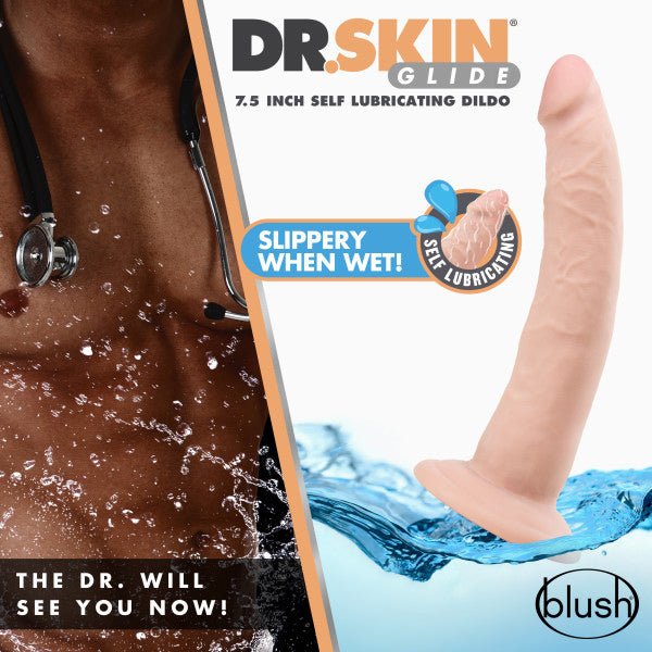 Dr. Skin Glide - Inch Self Lubricating Dildo - Vanilla - TruLuv Novelties