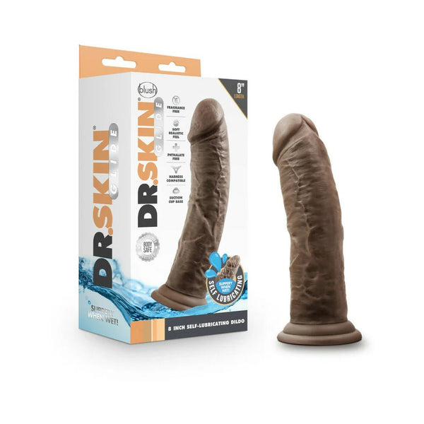 Dr. Skin Glide Realistic 8 in. Self - Lubricating Dildo Brown - TruLuv Novelties