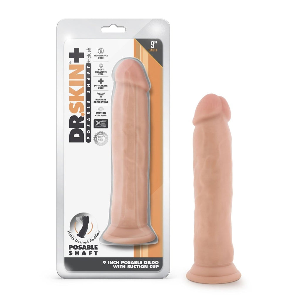 Dr. Skin Plus - 9 Inch Posable Thick Dildo - TruLuv Novelties