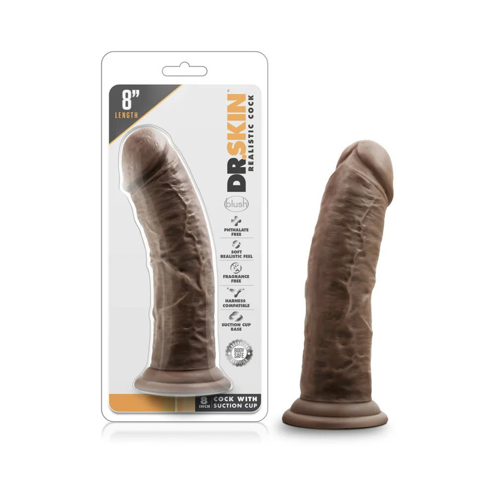 Dr. Skin Realistic 8 in. Dildo Brown - TruLuv Novelties