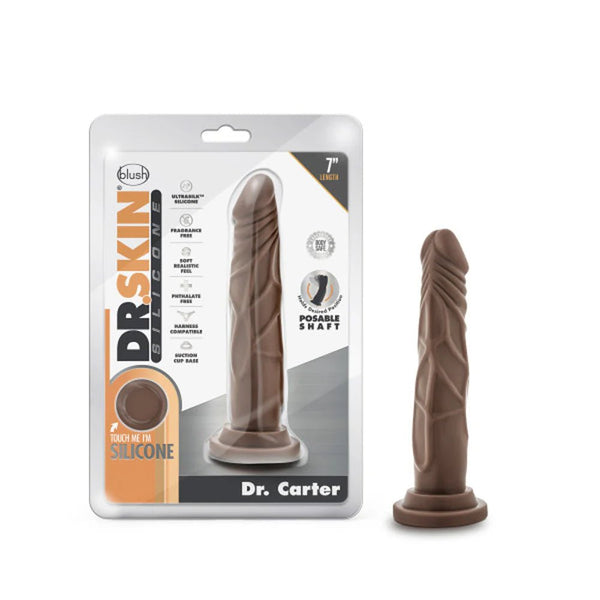 Dr. Skin Silicone Dr. Carter Realistic 7 in. Posable Dildo Brown - TruLuv Novelties