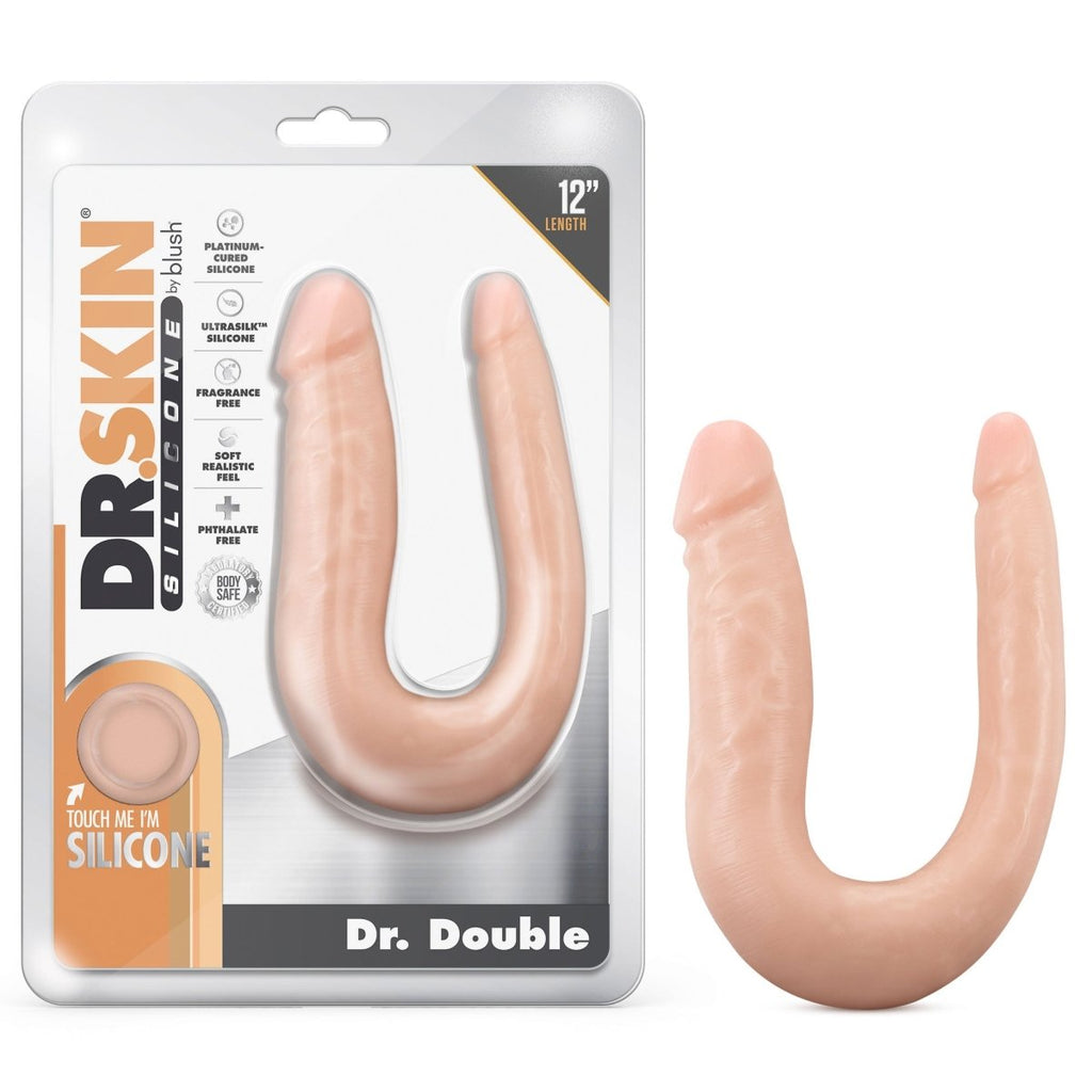 Dr. Skin Silicone - Dr. Double - 12 Inch Double Dong - Vanilla - TruLuv Novelties