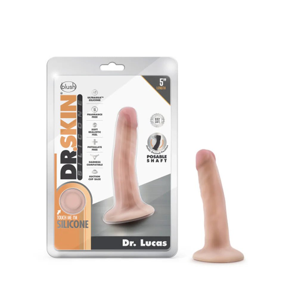 Dr. Skin Silicone Dr. Lucas 5.5 in. Posable Dildo Beige - TruLuv Novelties