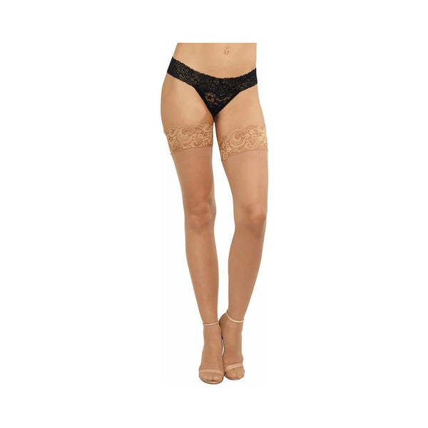 Dreamgirl Sheer Thigh - High Stockings with Silicone Lace Top Light OS - TruLuv Novelties