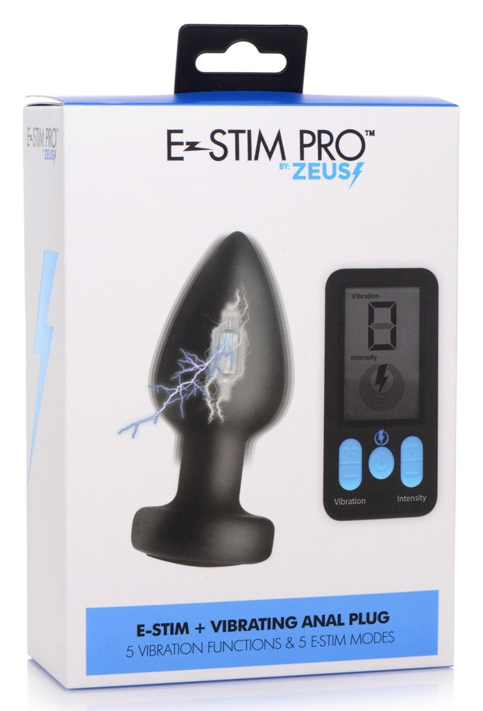 E-Stim and Vibrating Anal Plug - Black - TruLuv Novelties