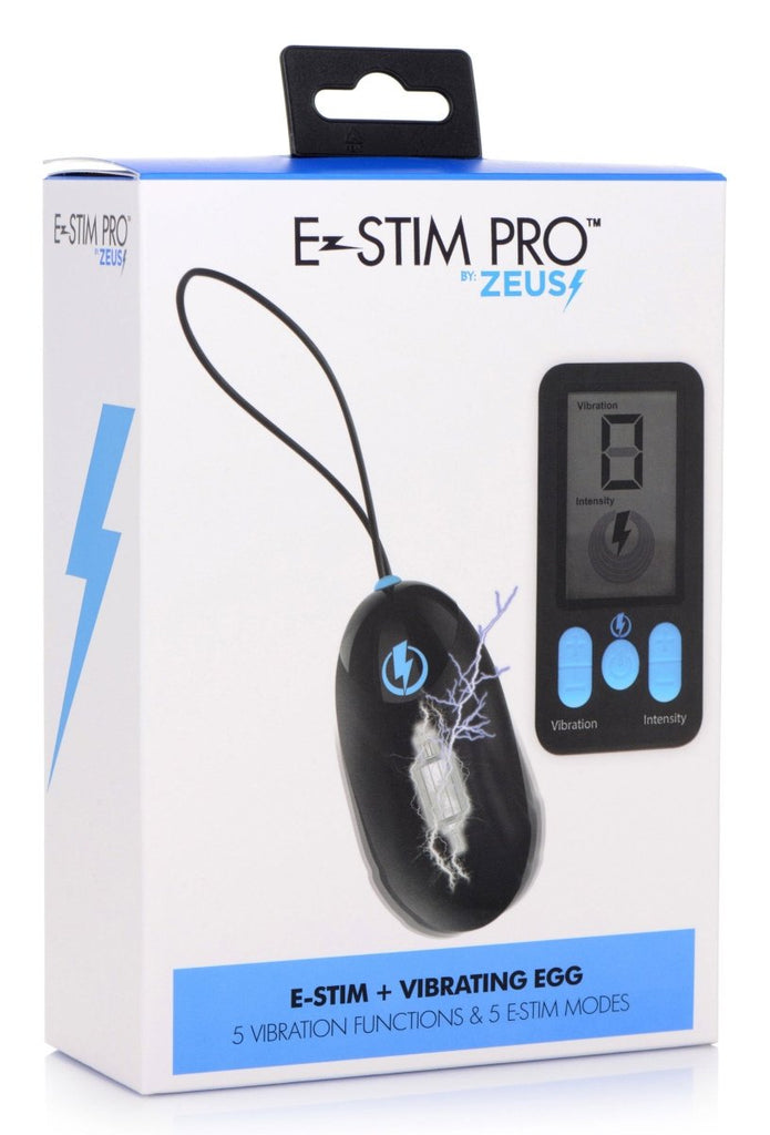 E-Stim Pro Silicone Vibrating Egg With Remote Control - Black - TruLuv Novelties