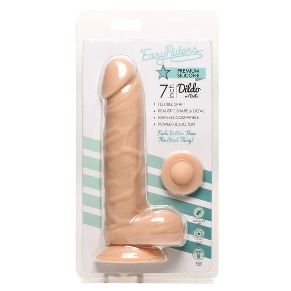 Easy Riders 7" Silicone Dildo With Balls - Light - TruLuv Novelties