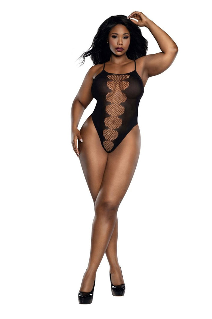 Easy Teddy With Fishnet Peek a Boo - Black - Q - TruLuv Novelties