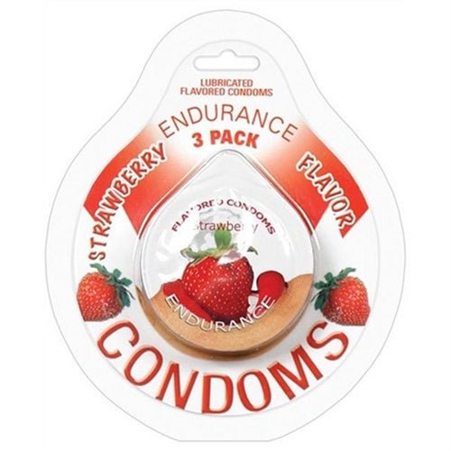 Endurance Condoms - Strawberry - 3 Pack - TruLuv Novelties