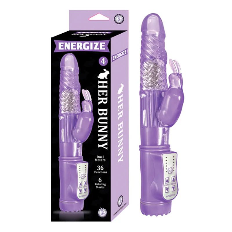 Energize Her Bunny 4 36 Function 6 Rotating Modes Dual Motor Waterproof Purple - TruLuv Novelties