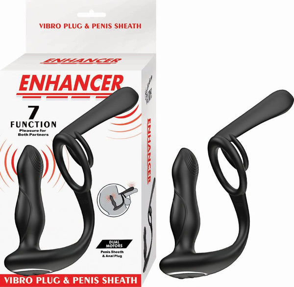 Enhancer Vibro Plug and Penis Sheath - Black - TruLuv Novelties
