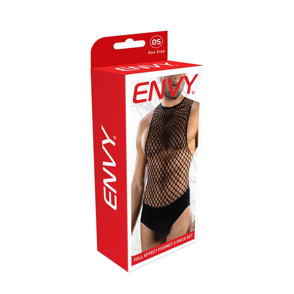 Envy Full Effect Fishnet 2 Piece Set Os - Black - TruLuv Novelties