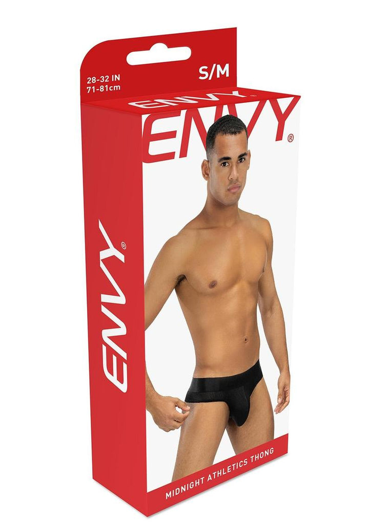 Envy Midnight Athletics Thong Black Small Medium - TruLuv Novelties